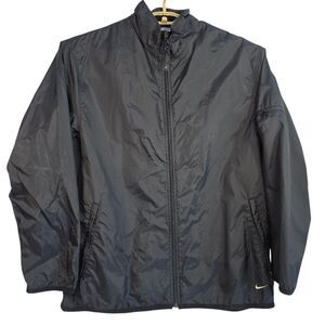 Nike Windbreaker Golf Jacket Black Mens Size XL Zippered Pockets
